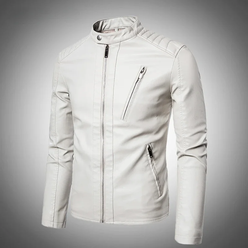 Men 2022 Faux Leather Jacket Motorcycle Autumn Men's Jackets White Jaqueta De Couro Masculina Outwear Male PU Leather Coats 5XL