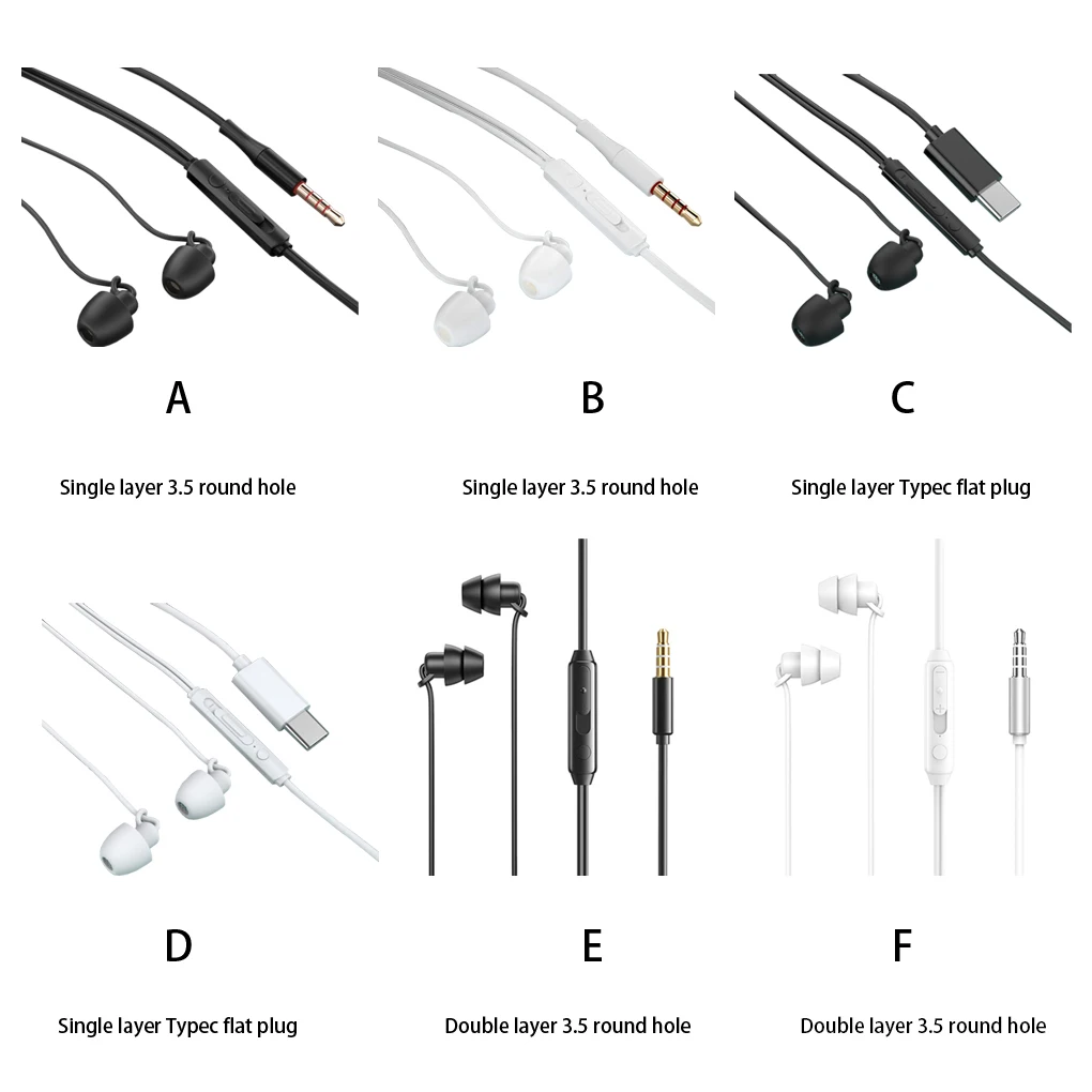 Anti-noise Sleeping Wired Headphone Headsets In-ear Noise Cancelling Earphone for Hotels Living Room Single 3 5mm Black 6