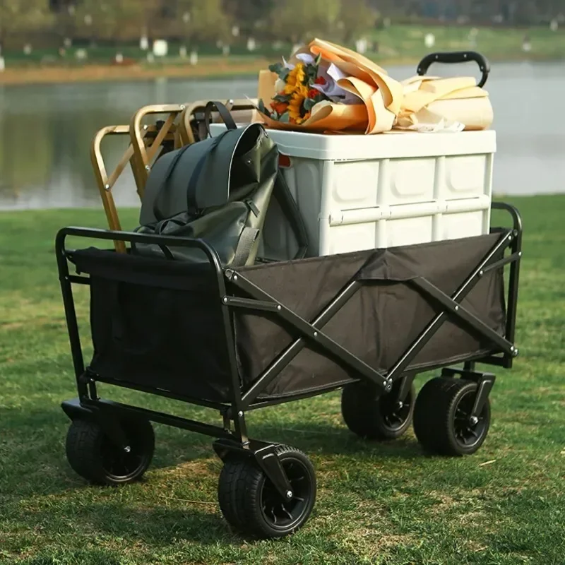 Oversized Household Beach Garden Carts Large Capacity Camp Trailer Foldable Barbecue Trolley Outdoor Picnic Camping Small Cart