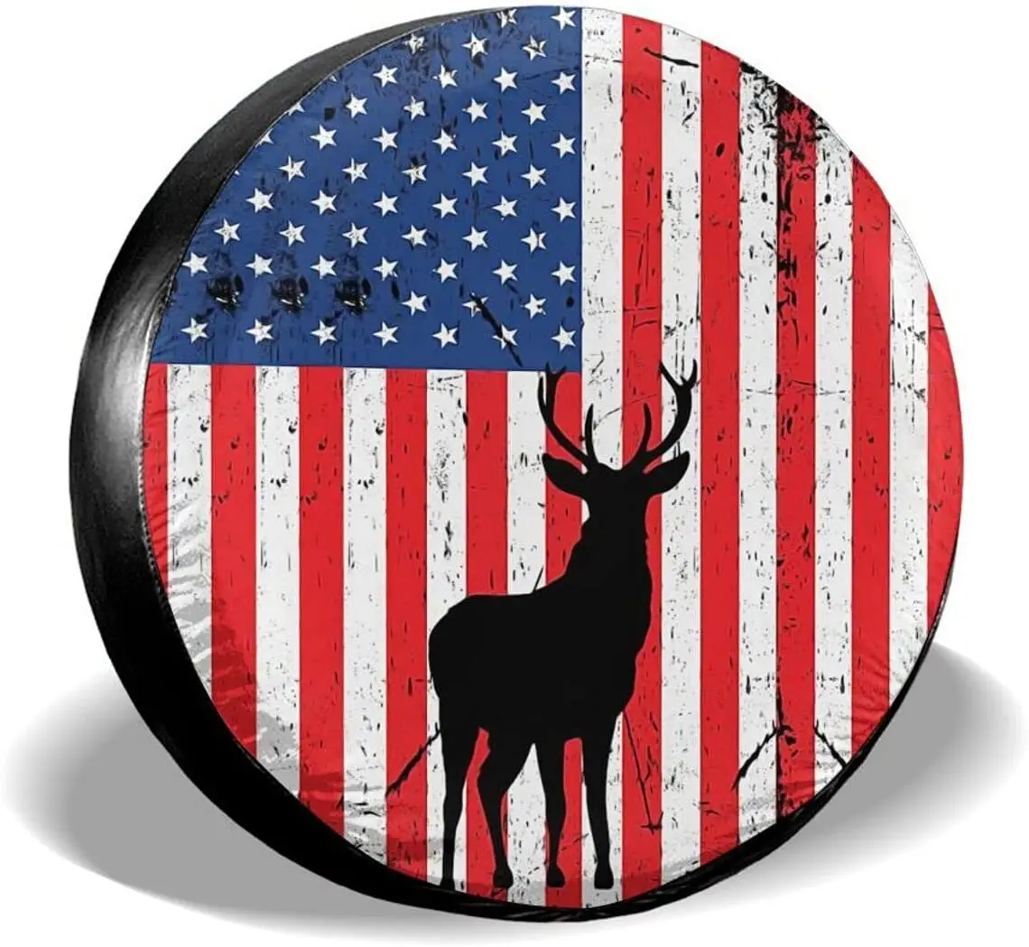 

Spare tire cover American flag design wheel protector waterproof and dustproof camper accessories universal wheel tire cover