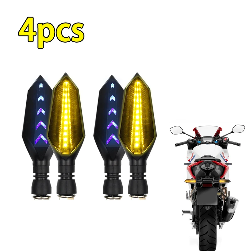

2/4pcs Universal Motorcycle 12V LED Turn Signal Lamp Sequential Flowing Flash Indicator Lights Amber Running Light