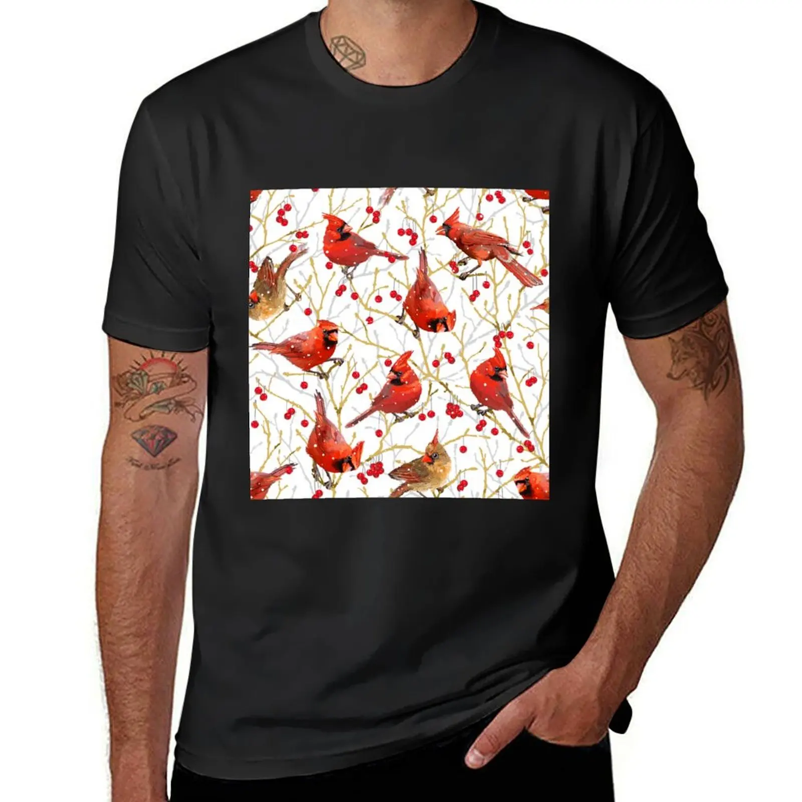 

Winter Cardinals White T-Shirt new edition tees black t-shirts for men