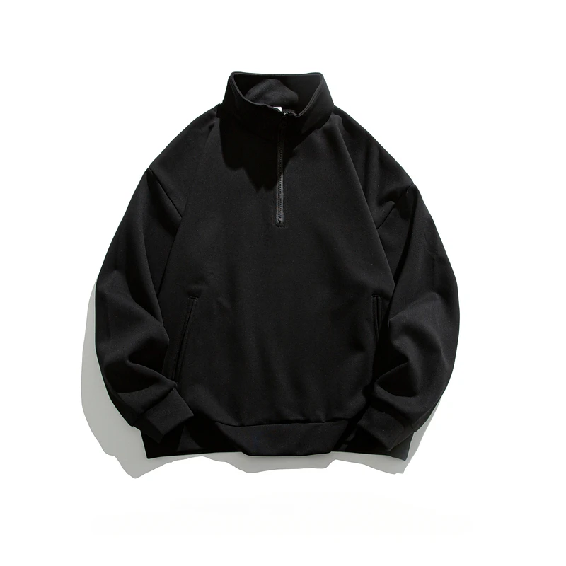 

Autumn Japanese Retro Solid Color Half-zip Pullover Sweatshirt Men's Trendy Brand Stand Collar Loose Versatile Casual Couple Top