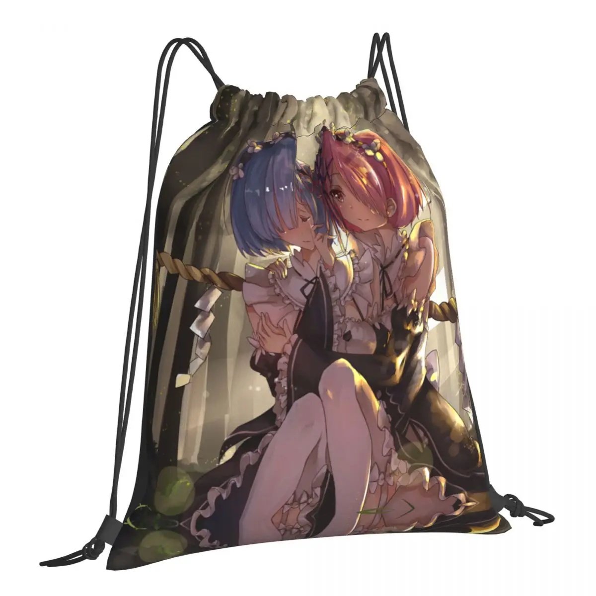

Ram Rem-Girls Maid Re Zero Anime Natsuki Subaru Drawstring Bags Shopping Pouch 3D Print Backpack Shoe Bag