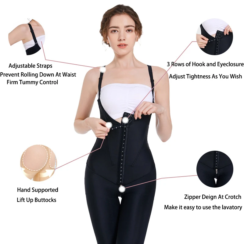 Ropa de compresión para liposucción Abdominal para mujer, pérdida de peso  corporal para moldeador, piernas, estómago, postcirugía, con cremallera