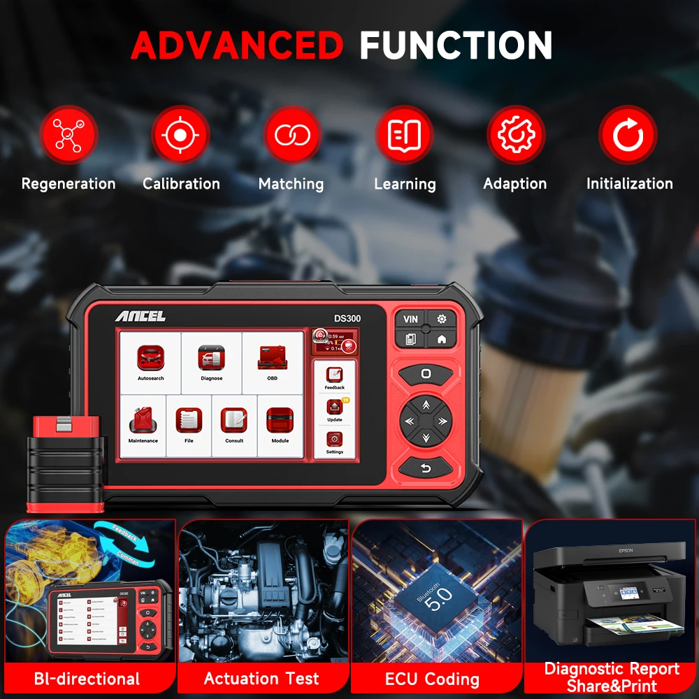 ANCEL DS300 Strumento Diagnostico per Auto, Scanner OBD2 Bidirezionale, Codifica ECU, Test Attivo FCA, 30+ Reset, Sistema Completo - immagine 6
