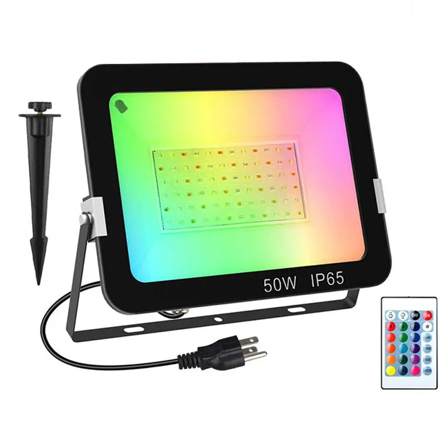 

50W 100W LED Flood Light RGB Color Changing Spotlight Outdoor RGBW Floodlight Waterproof Landscape Garden LED Wall Wash Light