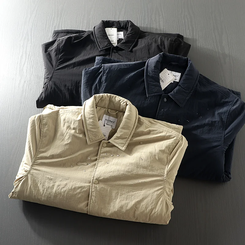 Men's Retro Harajuku Sle Loose Fit Collar Mid-Length Cotton Jaet Autumn Winter Pure Color Casual Windbreaker Coat