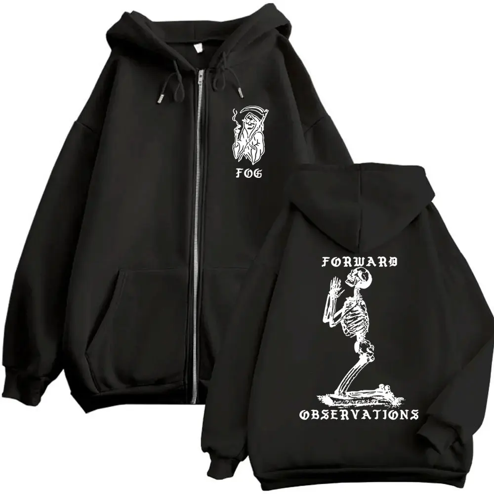 Forward Observations Group Zipper Hoodie Rock Punk Gothic Skeleton Graphic Zip Up Hoodies Herren Damen Mode Oversized Jacke