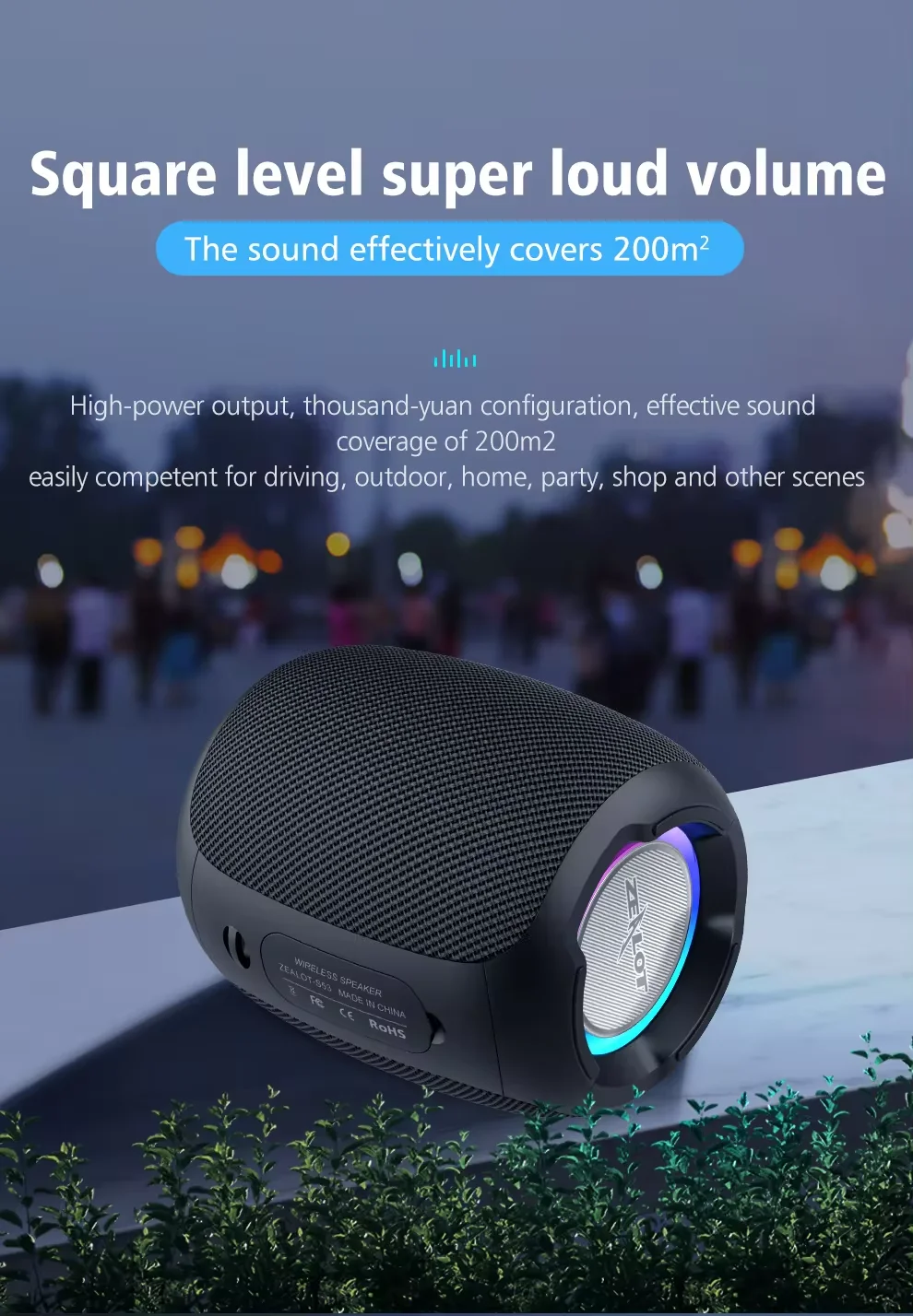 S53 Wireless Bluetooth Speaker 24 Hours Super Loud Sound Bluetooth Speaker IPX6 Waterproof For Phone TF Card FM