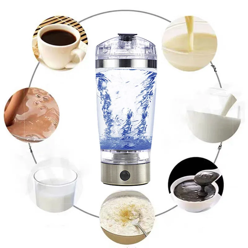 450ml/600ml Outdoor Portable Electric Protein Powder Mixing Cup Battery  Powered Automatic Shaker Bottle Stirring Blender Mixer Machine 