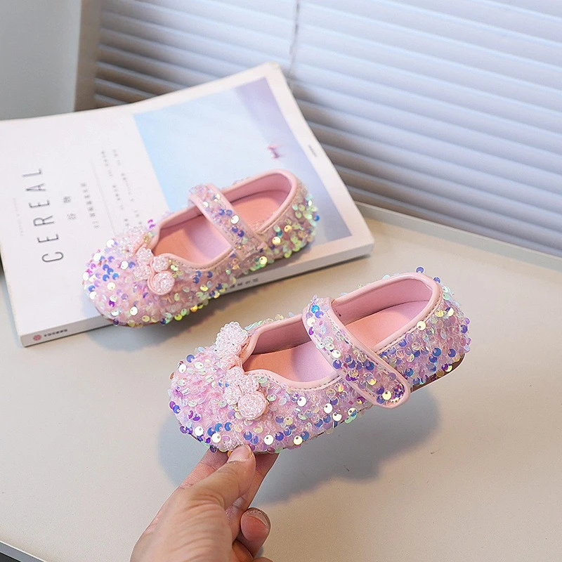 Girls Leather Flat Shoes for Wedding Party