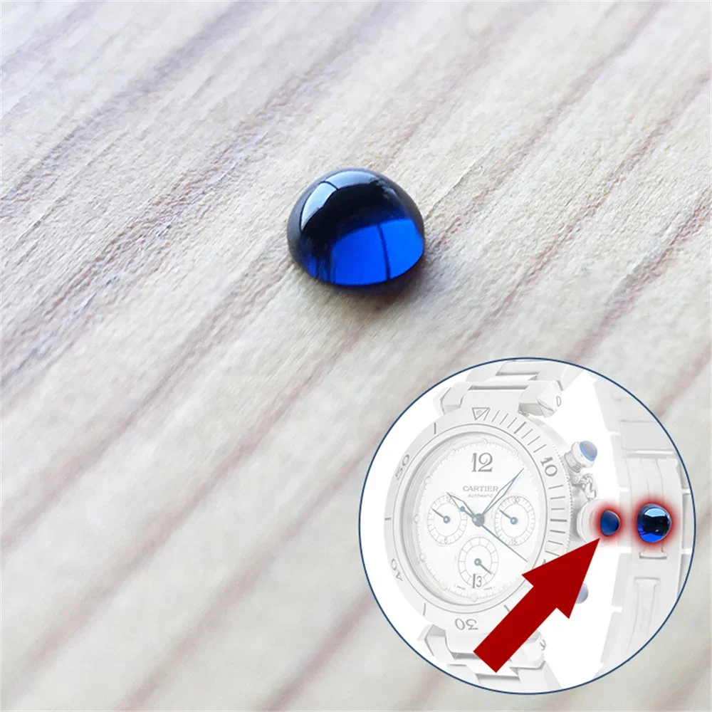 Guarda Crown Blue Sapphire Dot Per Cartier Pasha Watch Crown