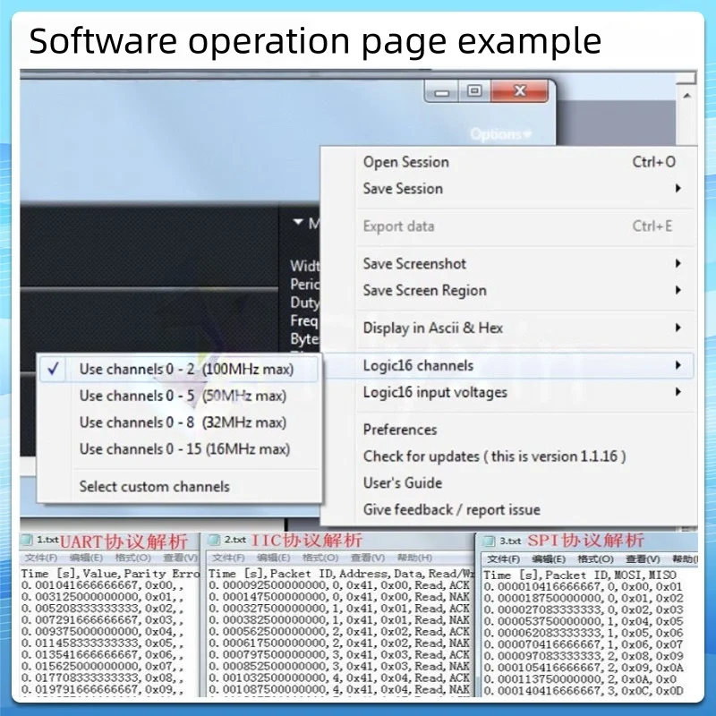 로직 분석기 ae logic16 채널 8채널 FPGA 디버깅 100M 디지털 신호 오실로스코프