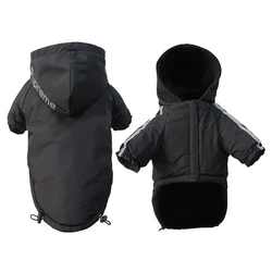 Waterproof Hooded Cotton Jacket for Pets - Warm & Reflective Winter Coat (Black)