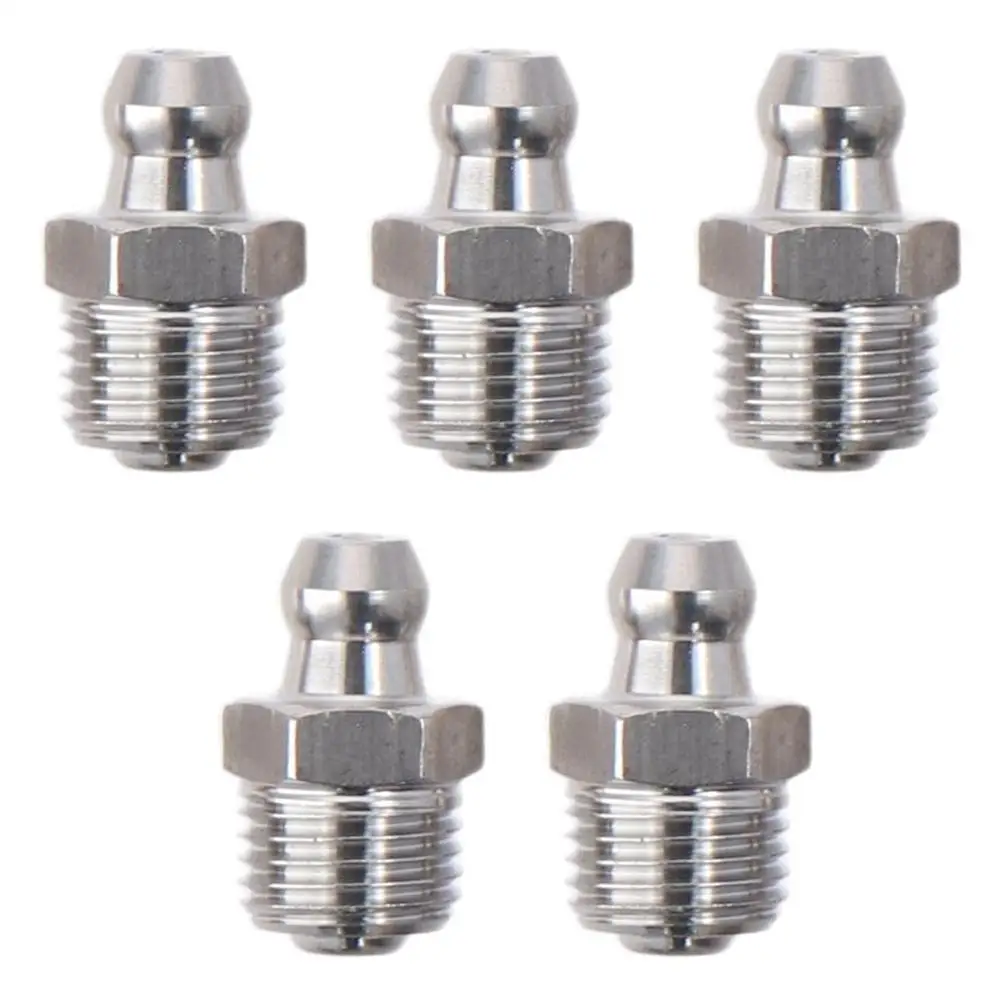 Stainless Steel Straight Grease Fitting M8 x 1mm Thread Silver Hydraulic Grease Nipple M10 x 1mm Thread M6 for stainless steel grease nipple 10pcs
