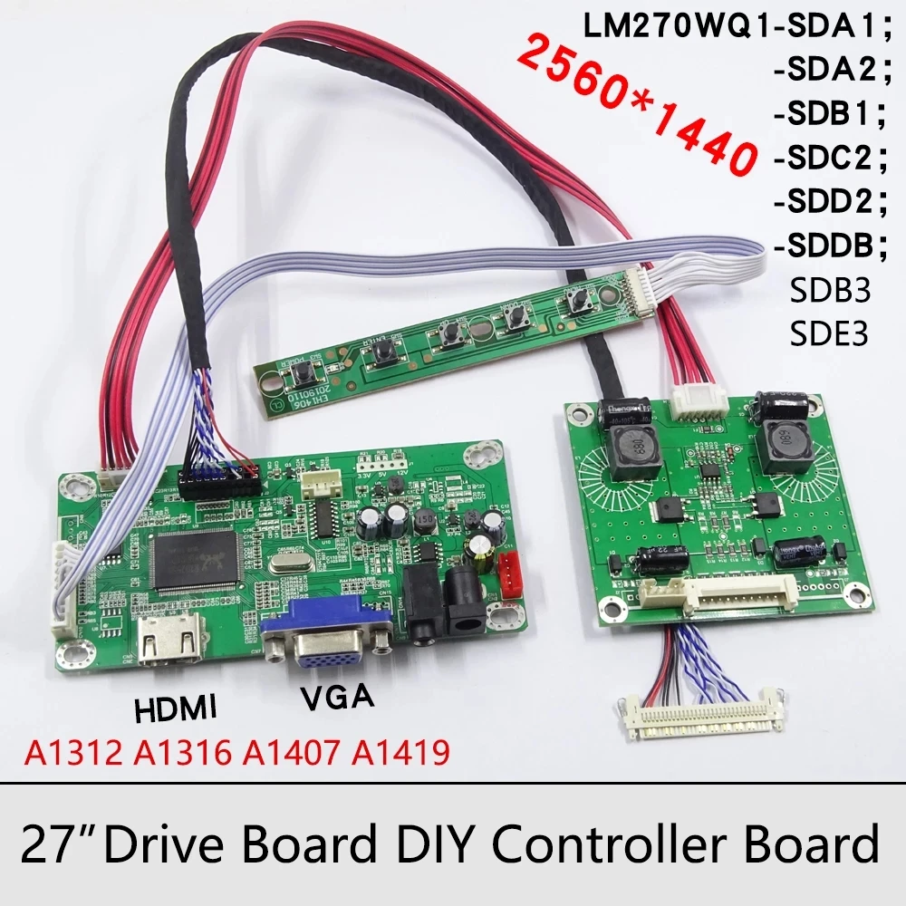 Lcd Controller Driver Board Monitor Kit Teste de Placa-mãe Imac A1312 A1316 A1407 2k Lm270wq1 a2 c2 e3 b1 b3 27