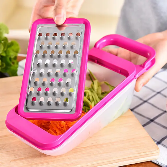 4Pcs/Set Vegetable Grater Store Storage Container Interchangeable Blades  Slicer Grate Manual Creative Multi-function