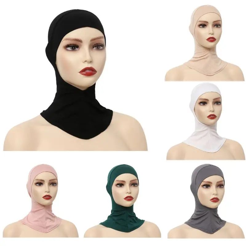 

Plain Muslim Hijab With Chin Part Solid Color Women Islamic Scarf Bonnet Bonnet Turban Sunshade Bottoming Hat Modal Head Wrap