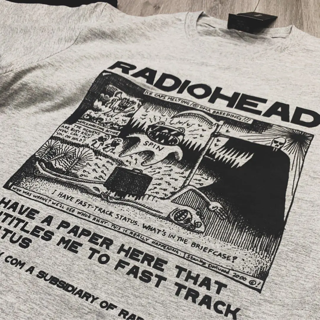 Maglietta Radiohead Rock Band Anni '90 Grey Tee Album Classic Nh7898 Maniche Lunghe O Corte