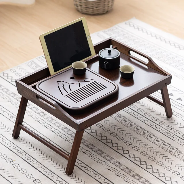 Wooden Folding Laptop Table Bed  Bamboo Wood Tea Food Serving Table - Home  Bamboo - Aliexpress