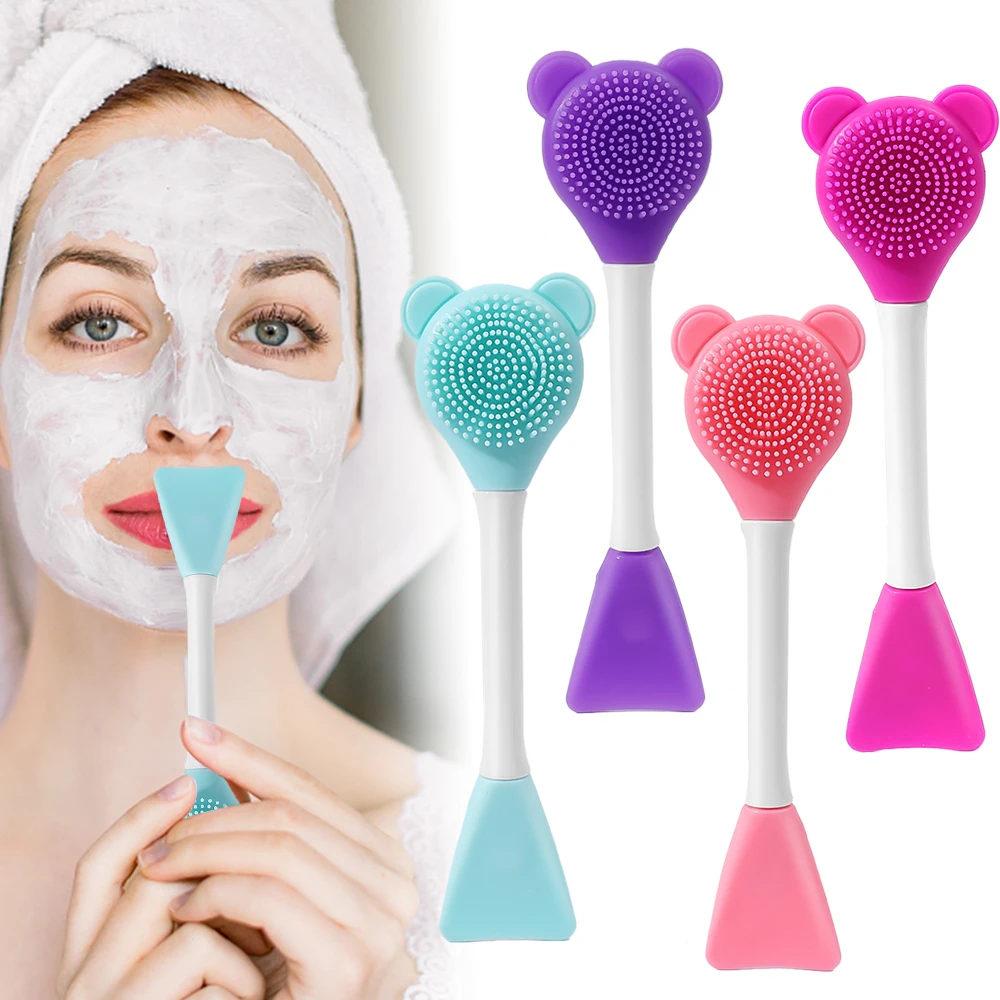 Dual-Head Silicone Facial Mask Applicator and Spatula Set
