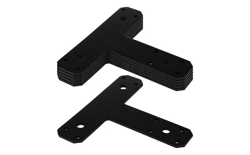 Black T Mending Plate Multifunctional Iron Joining Bracket Brace Joint Connection Strip Plate For home Cracks Beam Connectors