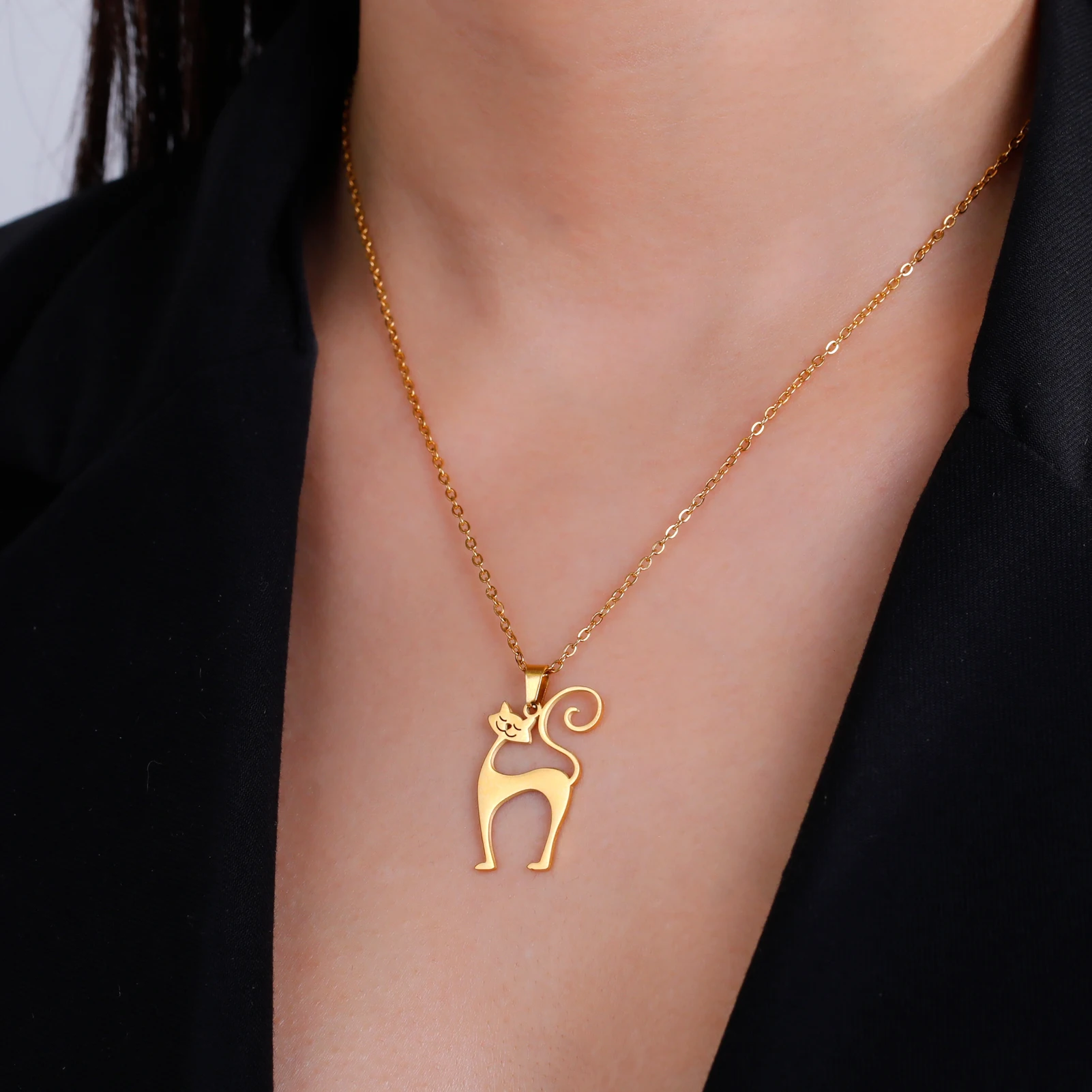 Collana Con Ciondolo Gatto In Acciaio Inossidabile Per Donna – 4 Modelli Carini, Gioielli Regalo Per Amanti Dei Gatti