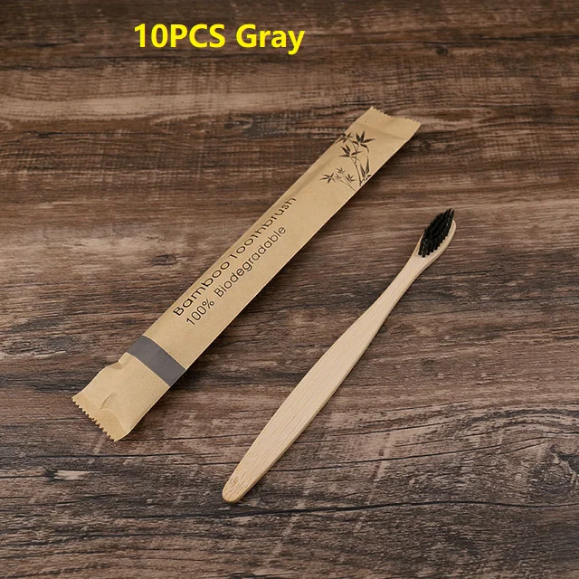 Eco-Friendly Bamboo Toothbrush Set – 10 Colorful Soft Bristle Brushes