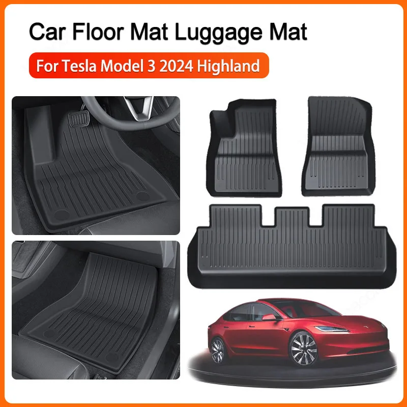 

Напольные коврики для Tesla Model 3 Highland 2024, водонепроницаемые автомобильные накладки для продуктов питания для tesla model 3 2024, аксессуары для интерьера автомобиля