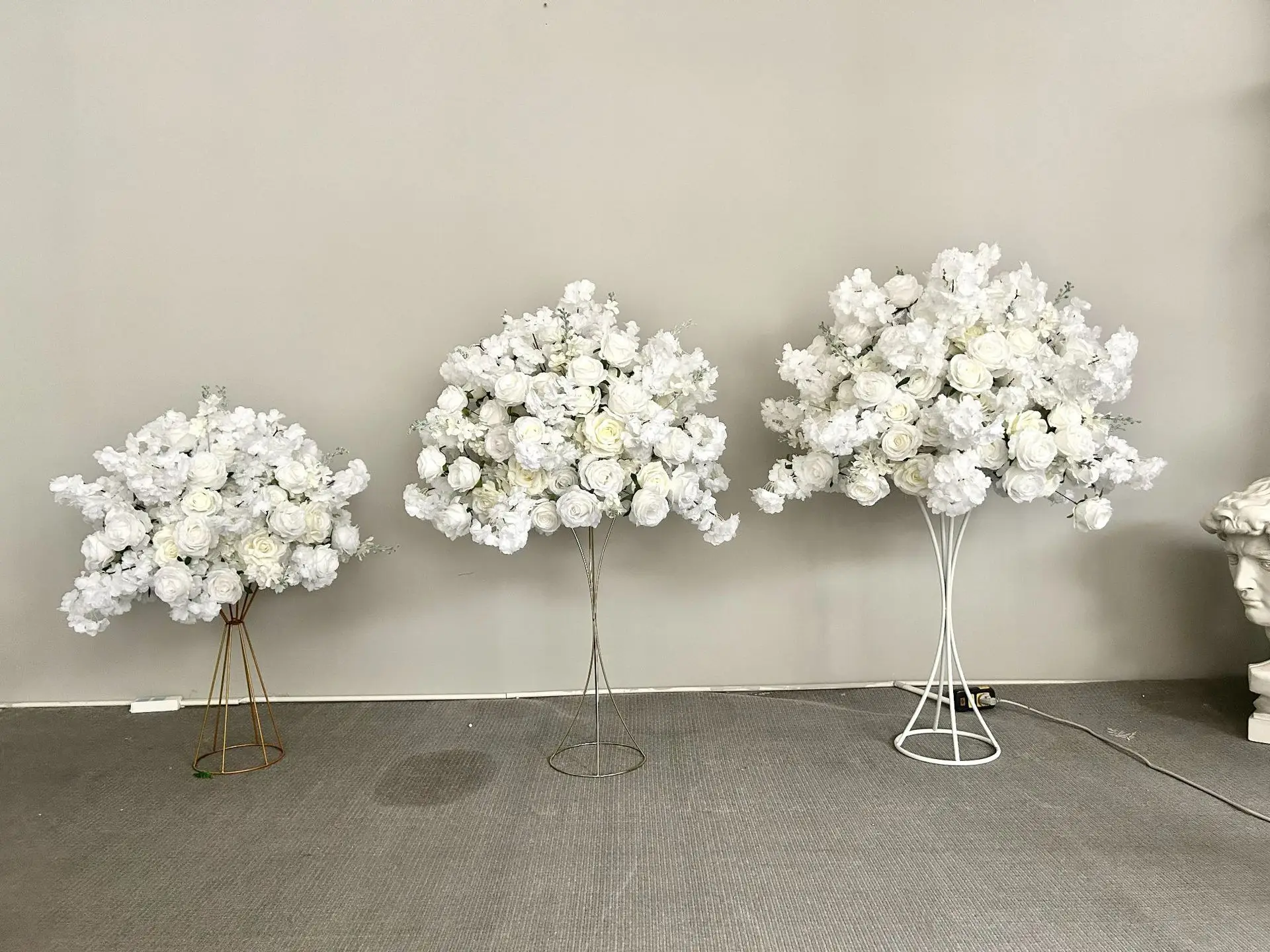 80/70/60/50cm White Cherry Blossom Rose Artificial Flower Ball Wedding Table Centerpiece Deco Party Banquet Road Lead Floral