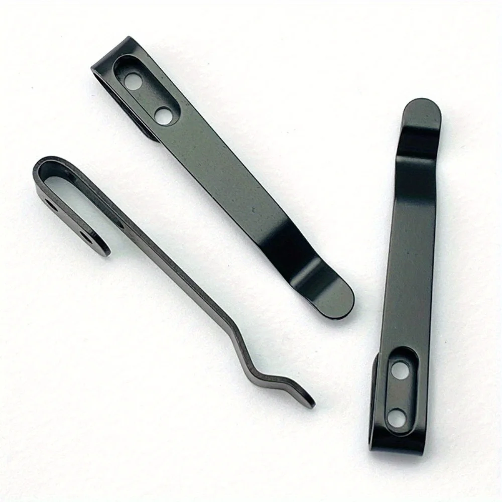 Stainless Steel Fold Knife Pocket Clip Back Clamp Set with 3pcs Screws DIY Make Accessories Parts 2/1 Options Available