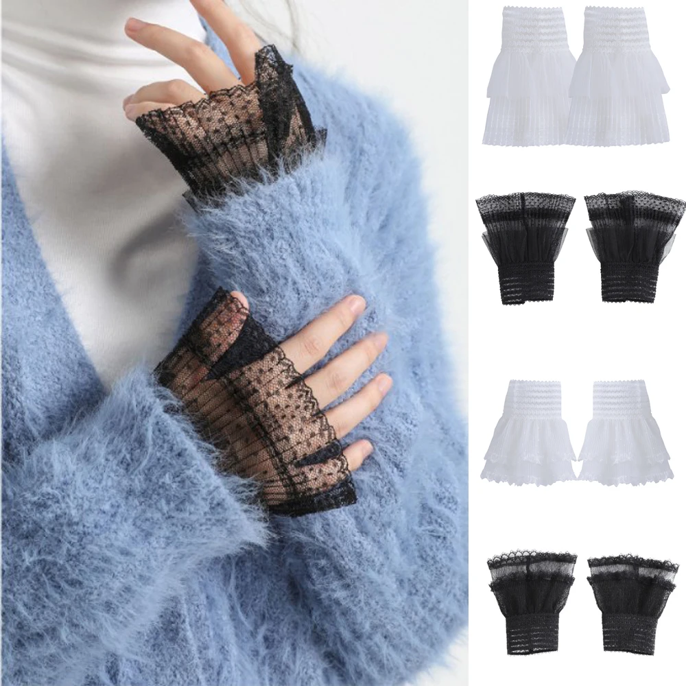 

Scar Cover Gloves Cutout Elbow Sleeve Cuff Arm Cover Sun Protection Lace Thin Section Three Dimensional Female Fake Sleeve