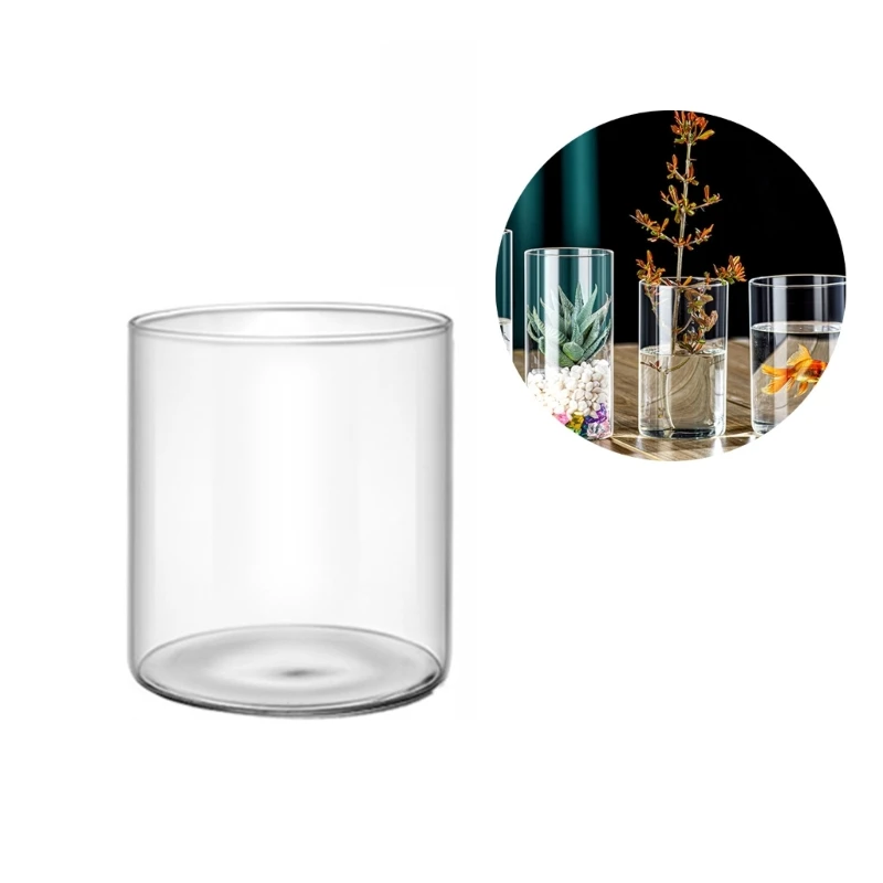 Vaso in vetro trasparente con cilindri in vetro per centrotavola, forniture per feste matrimonio 3