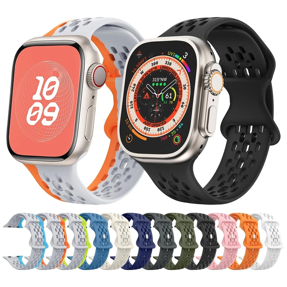 

Ремешок силиконовый для Apple Watch Ultra 2 49 мм SE 1-9 45 мм 44 мм 42 мм 41 мм 40 мм 38 мм