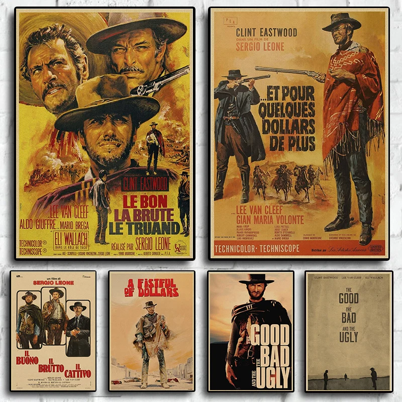 

Vintage The Good The Bad and The Ugly Hero Denim Gun Home Wall Art Mural Room Decor Decorative Movie Canvas Poster Aesthetics