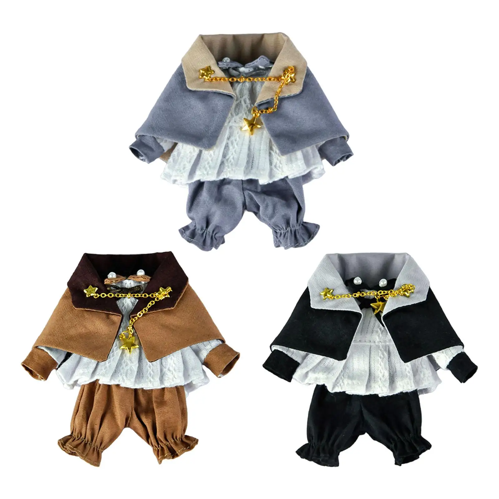 Doll Clothes Retro Doll Cape Top and Pants Set 1/12 Scale Baby Doll Dress up