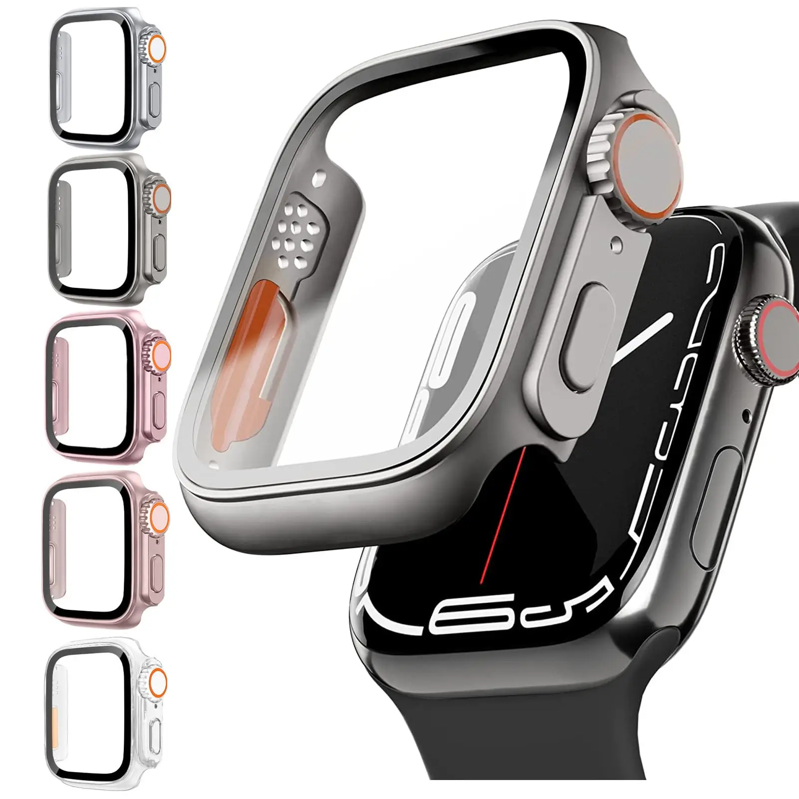 Glass + Case Pc Firm Cover Per Apple Watch Case 45Mm 41Mm 44Mm 40Mm 42Mm Glass Aspetto Upgrade Ultra Iwatch Series 8 7 Se 6 5 4