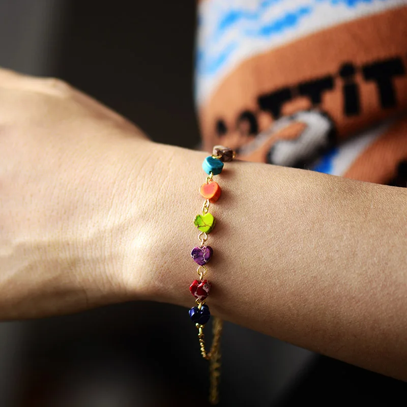 Charm Bracelet for Spiritual Heart Charm Chakra String Braided Friendship Woven Wrap Wristband Women Minimalism Jewelry