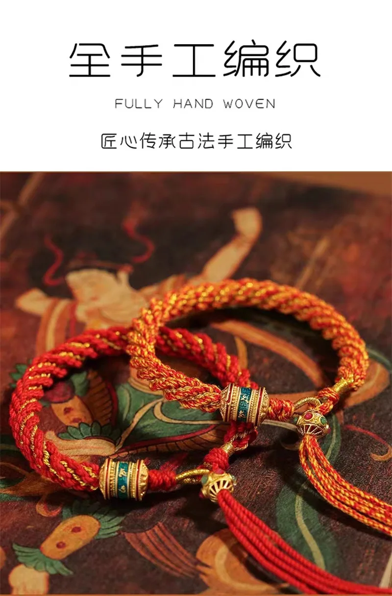 Bracciale Rosso Tibetano Portafortuna | Fatto A Mano | Regolabile | Con Amuleto Buddha - Foto 9