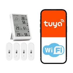 Smart WiFi Weather Station Kit with App Alerts & Outdoor Waterproof Thermohygrometer (R4 With 4 Sensors)