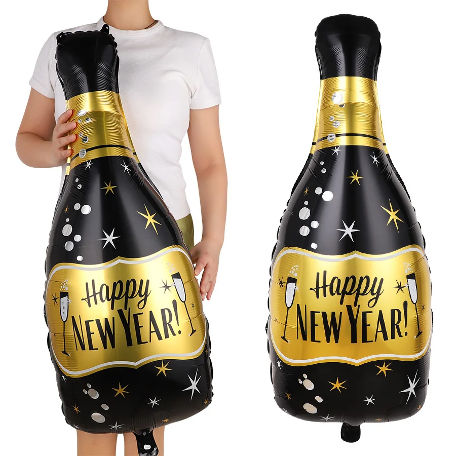 Happy New Year Bottle Balloon & Gold 2027 Foil Balloon Set 2027 NYE balloon set