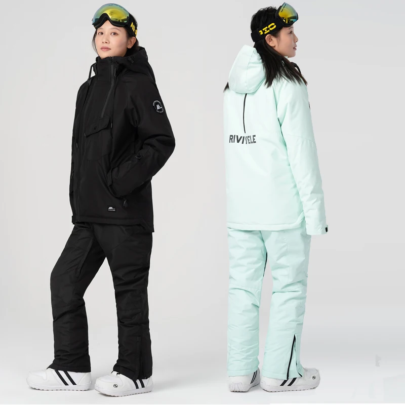

Couples Fashion Colorful Ski Jacket Bibs Pants Set Women Hooded Reflective Ski Wear Warm Waterproof Ski Suit Snowboard Equipment