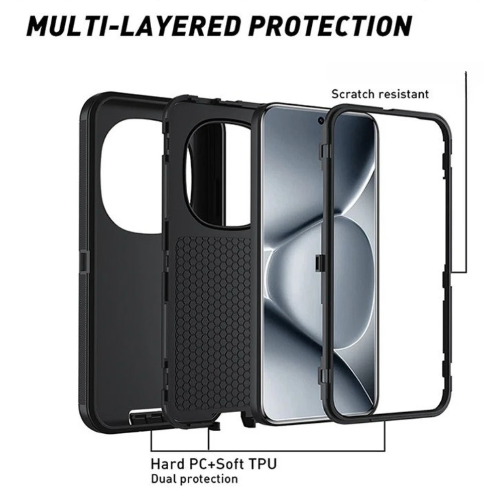 3-Layer Armor Defender Case - Heavy Duty Shockproof Cover in OTT Style