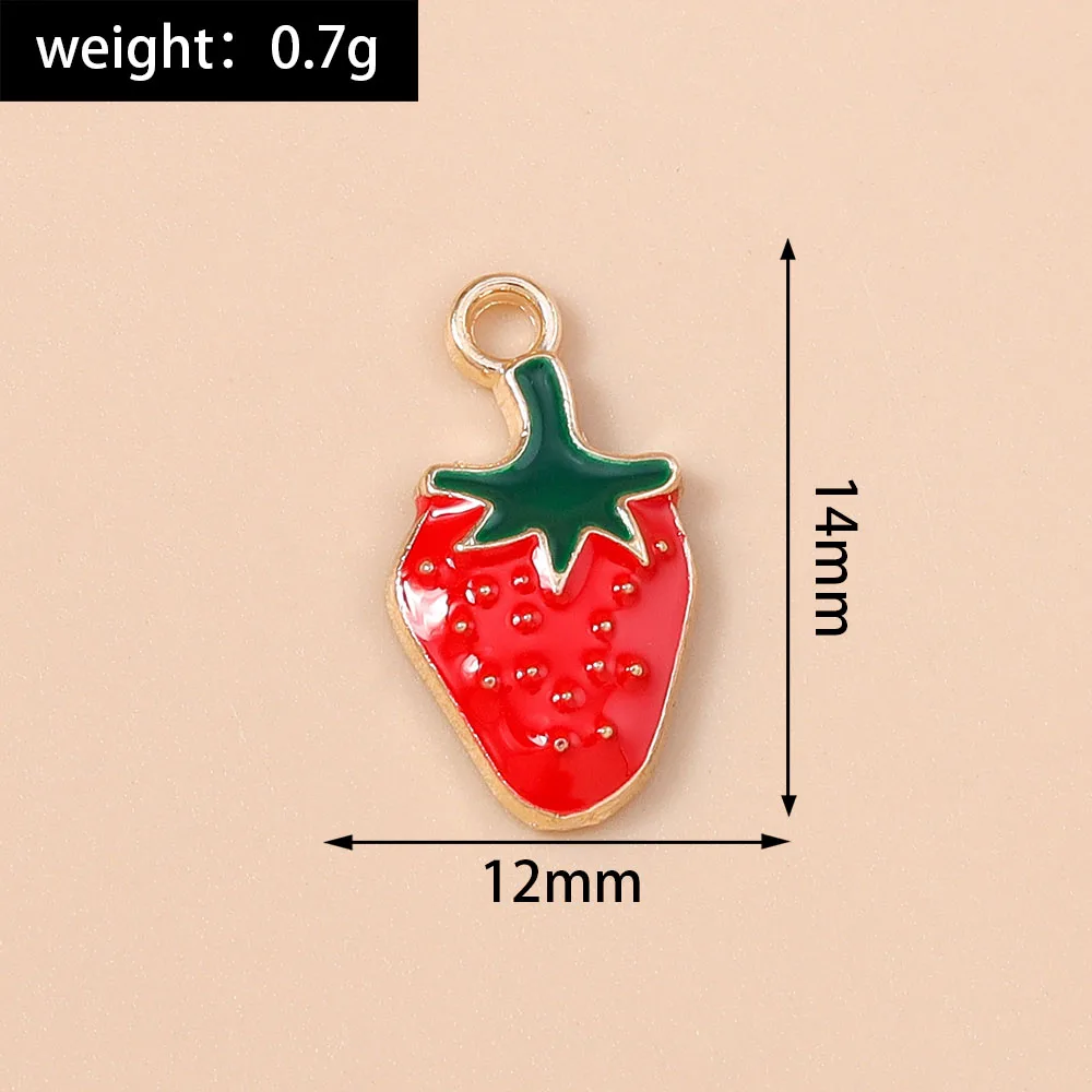 Leslie 10 Stück süße Früchte Charms Emaille Apfel Banane Erdbeere Wassermelone Ananas Kirsche Anhänger für Ohrringe Schmuckherstellung – Detail 15