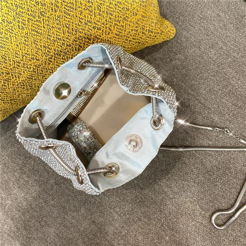Rhinestones Evening Clutch Bag For Women Shiny Dinner Party Wedding Purses Handbag Female Underarm Shoulder Bag