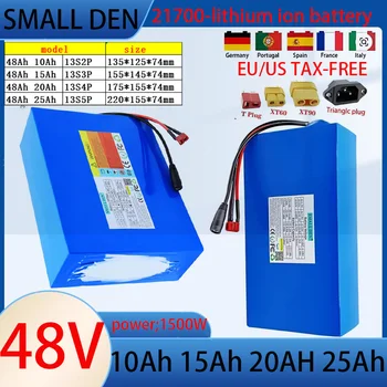 Batteria agli Ioni di Litio 48V 10Ah 15Ah 20Ah 25Ah 21700 13S 5P, 1500W, Batteria di Emergenza Esterna con BMS 30A Ricaricabile