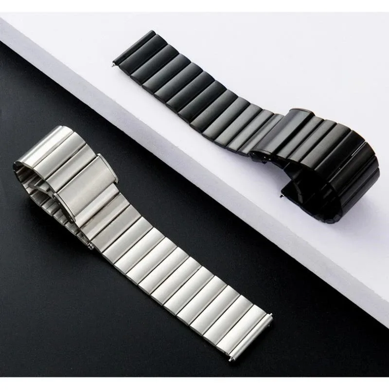 Elegant Stainless Steel Metal Strap, 20mm 22mm Band Bracelet