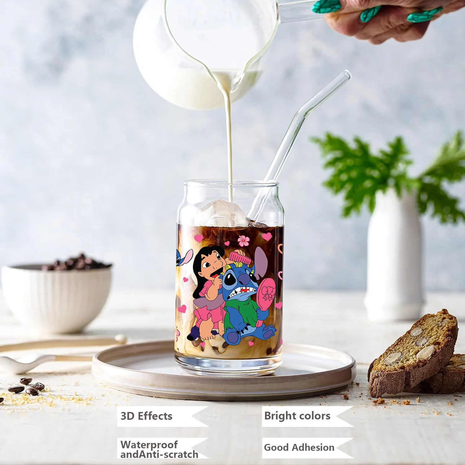 3D Stickers Miniso Stitch Series Easy peel waterproof DIY Decals uvdtf crystal 16oz uv dtf tumbler cup wraps