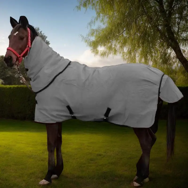 Waterproof Horse Blanket Warm Waterproof Horse Sheet Winter Horse Sheet Turnout Horse Protection With Neck Cover Cotton Filling 4